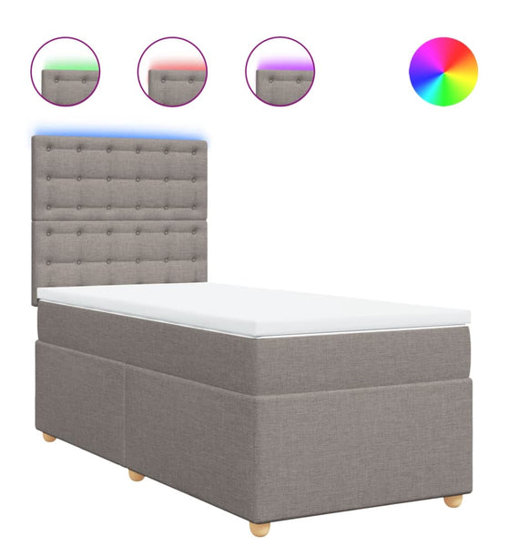 Boxspringbett mit Matratze Taupe 90x200 cm Stoff