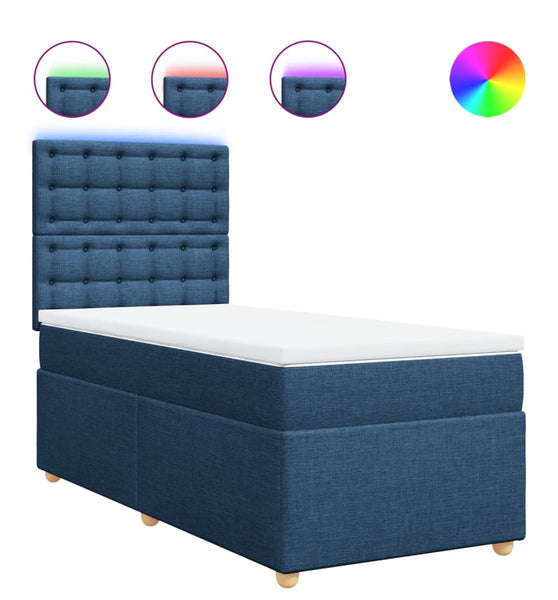 Boxspringbett mit Matratze Blau 90x200 cm Stoff