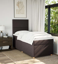 Boxspringbett mit Matratze Dunkelbraun 100x200 cm Stoff