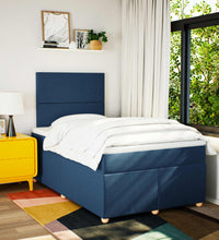 Boxspringbett mit Matratze Blau 120x190 cm Stoff