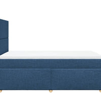 Boxspringbett mit Matratze Blau 120x190 cm Stoff