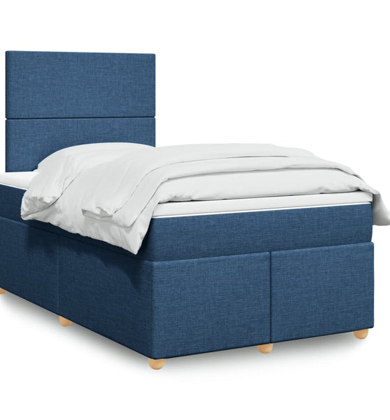 Boxspringbett mit Matratze Blau 120x190 cm Stoff