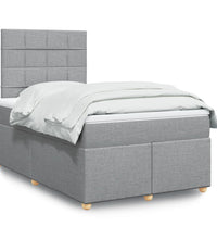 Boxspringbett mit Matratze Hellgrau 120x190 cm Stoff