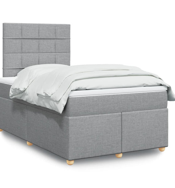 Boxspringbett mit Matratze Hellgrau 120x190 cm Stoff