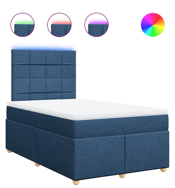 Boxspringbett mit Matratze Blau 120x190 cm Stoff
