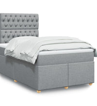 Boxspringbett mit Matratze Hellgrau 120x190 cm Stoff