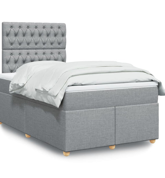 Boxspringbett mit Matratze Hellgrau 120x190 cm Stoff