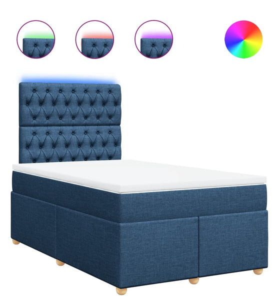 Boxspringbett mit Matratze Blau 120x190 cm Stoff