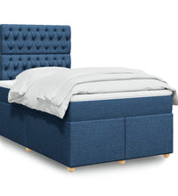 Boxspringbett mit Matratze Blau 120x190 cm Stoff