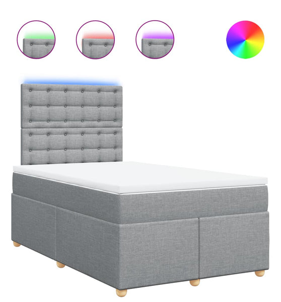 Boxspringbett mit Matratze Hellgrau 120x190 cm Stoff