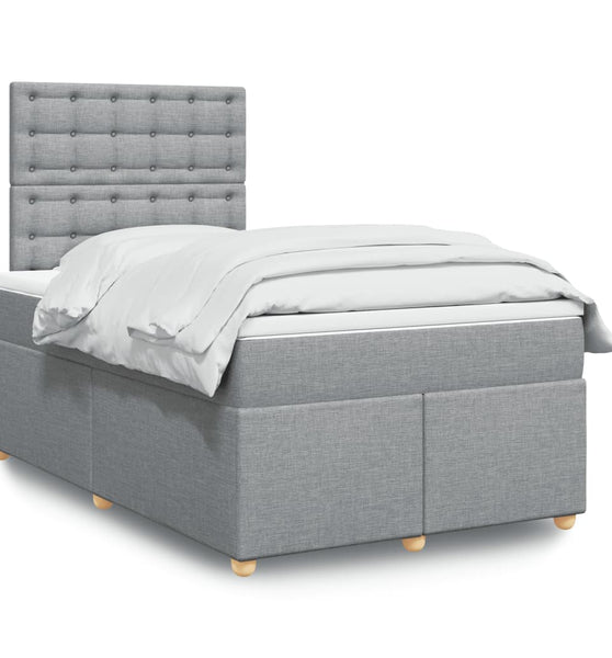Boxspringbett mit Matratze Hellgrau 120x190 cm Stoff