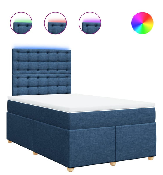 Boxspringbett mit Matratze Blau 120x190 cm Stoff