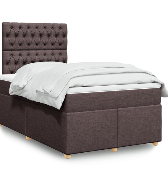 Boxspringbett mit Matratze Dunkelbraun 120x200 cm Stoff