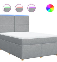 Boxspringbett mit Matratze Hellgrau 140x190 cm Stoff