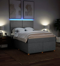 Boxspringbett mit Matratze Hellgrau 140x190 cm Stoff