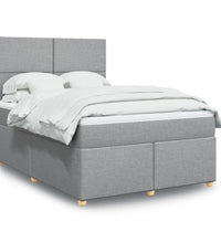 Boxspringbett mit Matratze Hellgrau 140x190 cm Stoff
