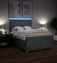 Boxspringbett mit Matratze Dunkelgrau 140x190 cm Stoff