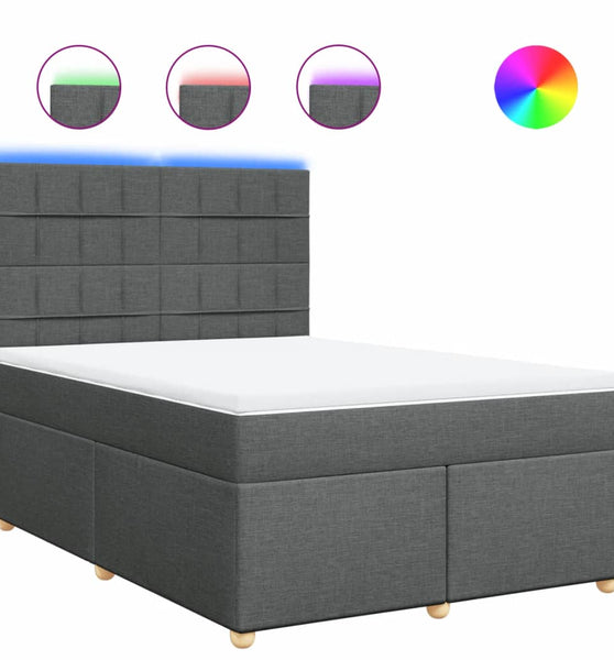 Boxspringbett mit Matratze Dunkelgrau 140x190 cm Stoff