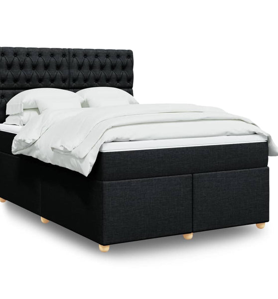 Boxspringbett mit Matratze Schwarz 140x190 cm Stoff
