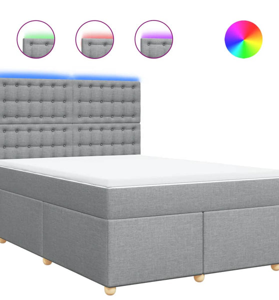 Boxspringbett mit Matratze Hellgrau 140x190 cm Stoff