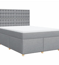 Boxspringbett mit Matratze Hellgrau 140x190 cm Stoff