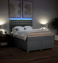 Boxspringbett mit Matratze Hellgrau 140x190 cm Stoff