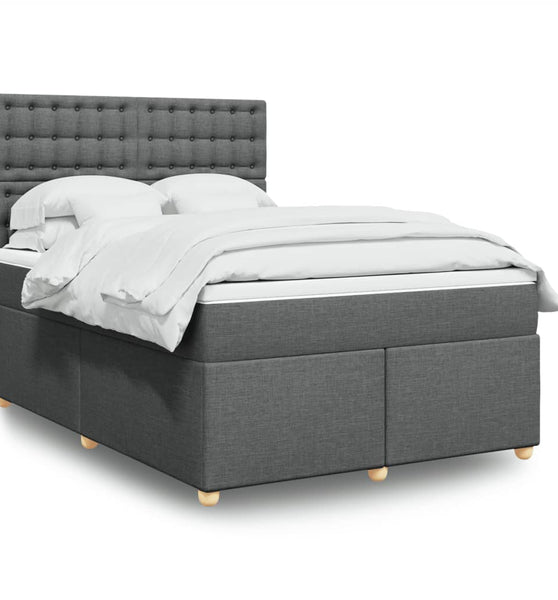 Boxspringbett mit Matratze Dunkelgrau 140x190 cm Stoff