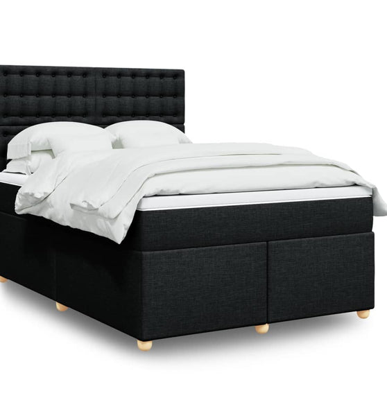 Boxspringbett mit Matratze Schwarz 140x190 cm Stoff