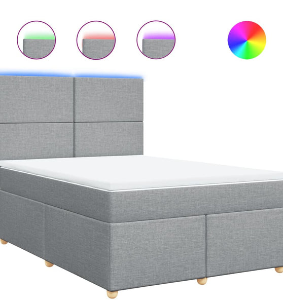 Boxspringbett mit Matratze Hellgrau 140x200 cm Stoff