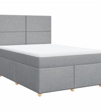 Boxspringbett mit Matratze Hellgrau 140x200 cm Stoff