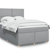 Boxspringbett mit Matratze Hellgrau 140x200 cm Stoff