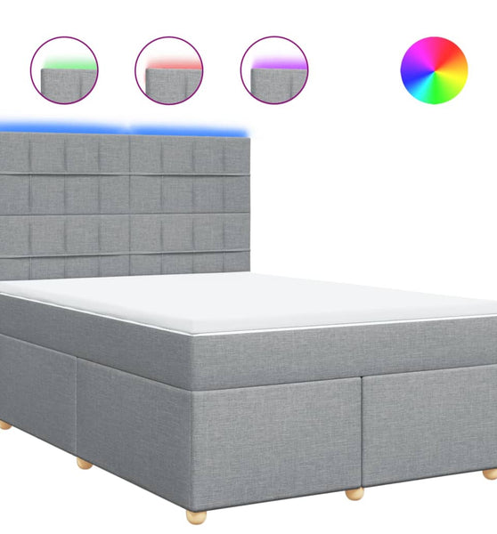 Boxspringbett mit Matratze Hellgrau 140x200 cm Stoff