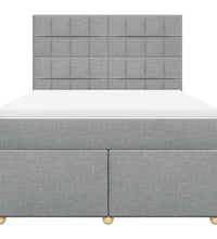Boxspringbett mit Matratze Hellgrau 140x200 cm Stoff