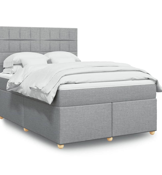 Boxspringbett mit Matratze Hellgrau 140x200 cm Stoff