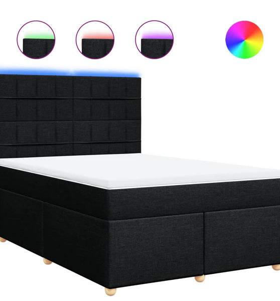 Boxspringbett mit Matratze Schwarz 140x200 cm Stoff