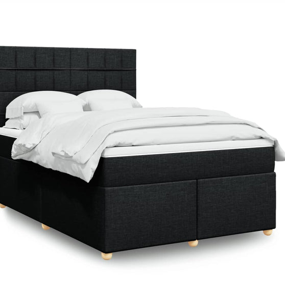 Boxspringbett mit Matratze Schwarz 140x200 cm Stoff