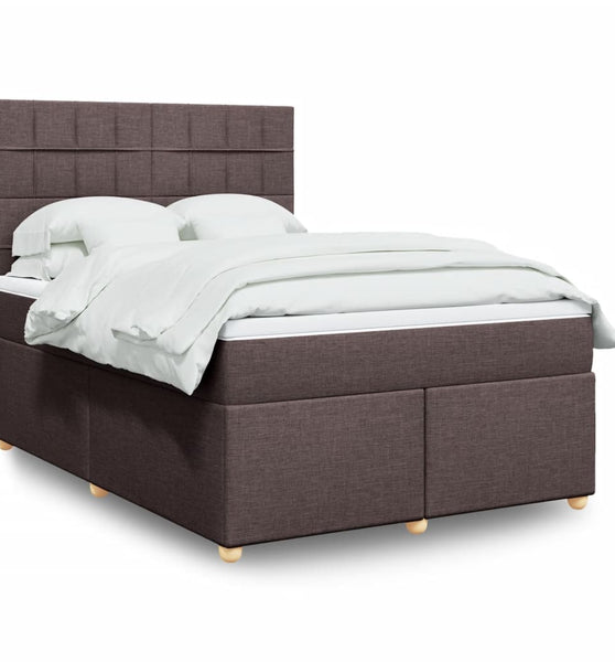 Boxspringbett mit Matratze Dunkelbraun 140x200 cm Stoff