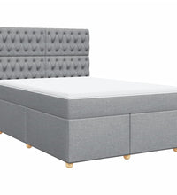 Boxspringbett mit Matratze Hellgrau 140x200 cm Stoff