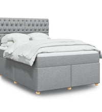 Boxspringbett mit Matratze Hellgrau 140x200 cm Stoff