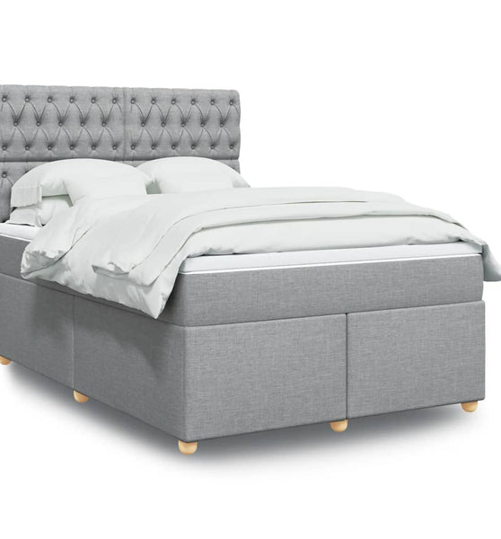Boxspringbett mit Matratze Hellgrau 140x200 cm Stoff