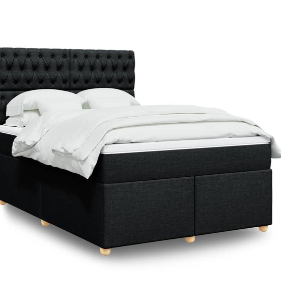 Boxspringbett mit Matratze Schwarz 140x200 cm Stoff