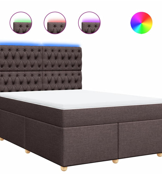 Boxspringbett mit Matratze Dunkelbraun 140x200 cm Stoff