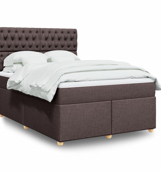 Boxspringbett mit Matratze Dunkelbraun 140x200 cm Stoff