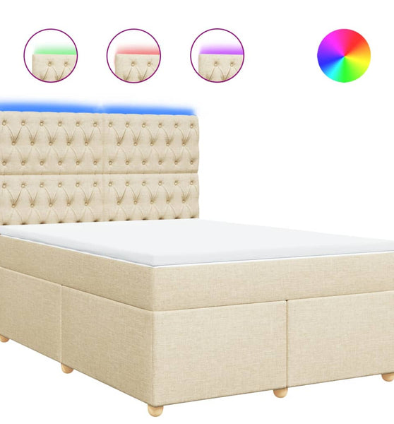 Boxspringbett mit Matratze Creme 140x200 cm Stoff