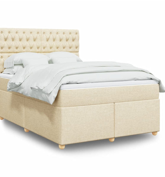 Boxspringbett mit Matratze Creme 140x200 cm Stoff