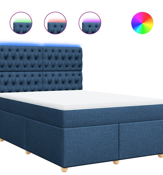 Boxspringbett mit Matratze Blau 140x200 cm Stoff