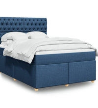 Boxspringbett mit Matratze Blau 140x200 cm Stoff