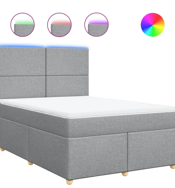 Boxspringbett mit Matratze Hellgrau 160x200 cm Stoff