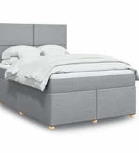 Boxspringbett mit Matratze Hellgrau 160x200 cm Stoff