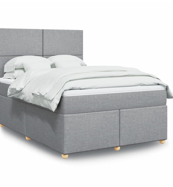 Boxspringbett mit Matratze Hellgrau 160x200 cm Stoff